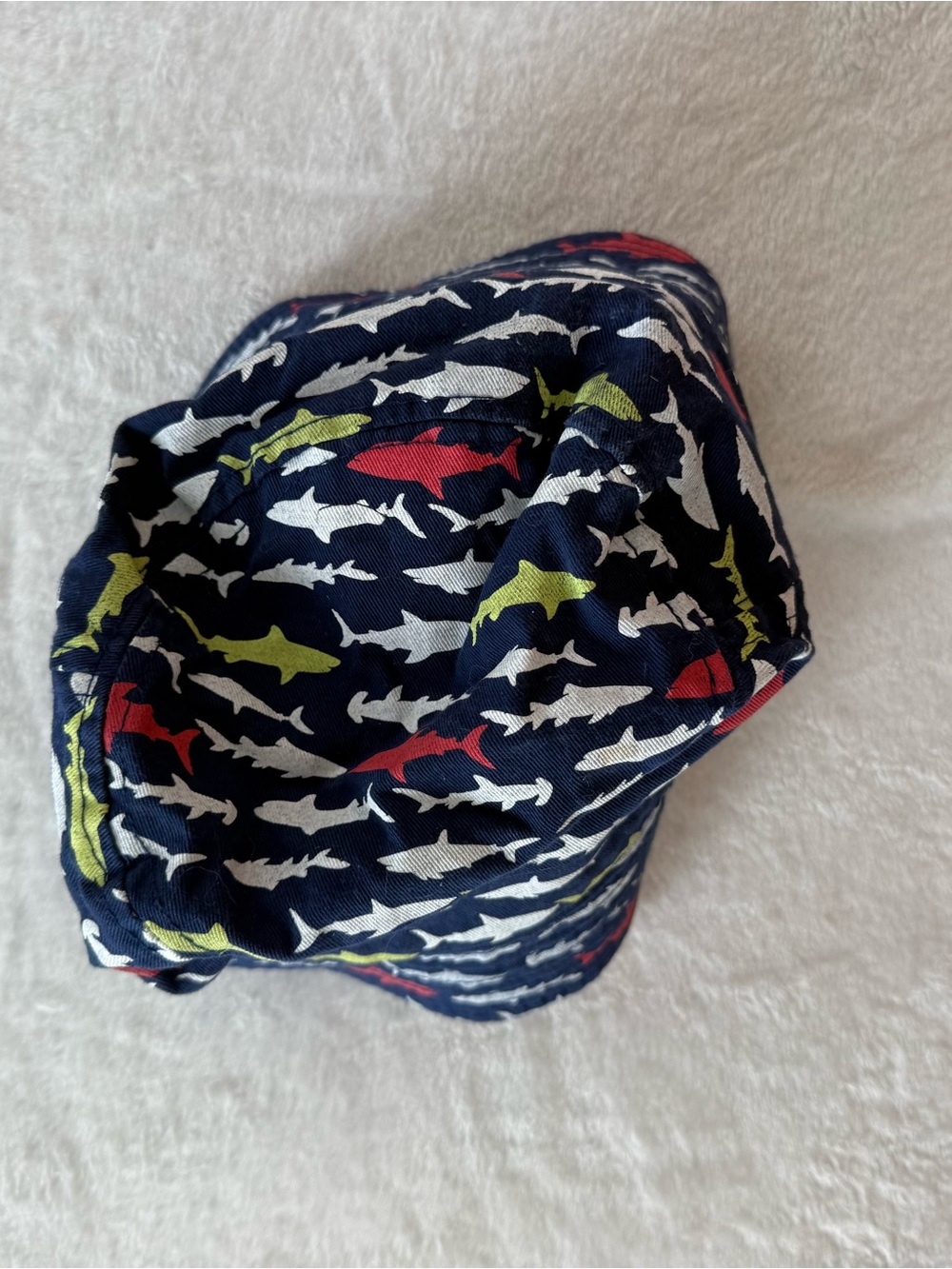 Kids Navy Shark Print Bucket Hat - Multicolor